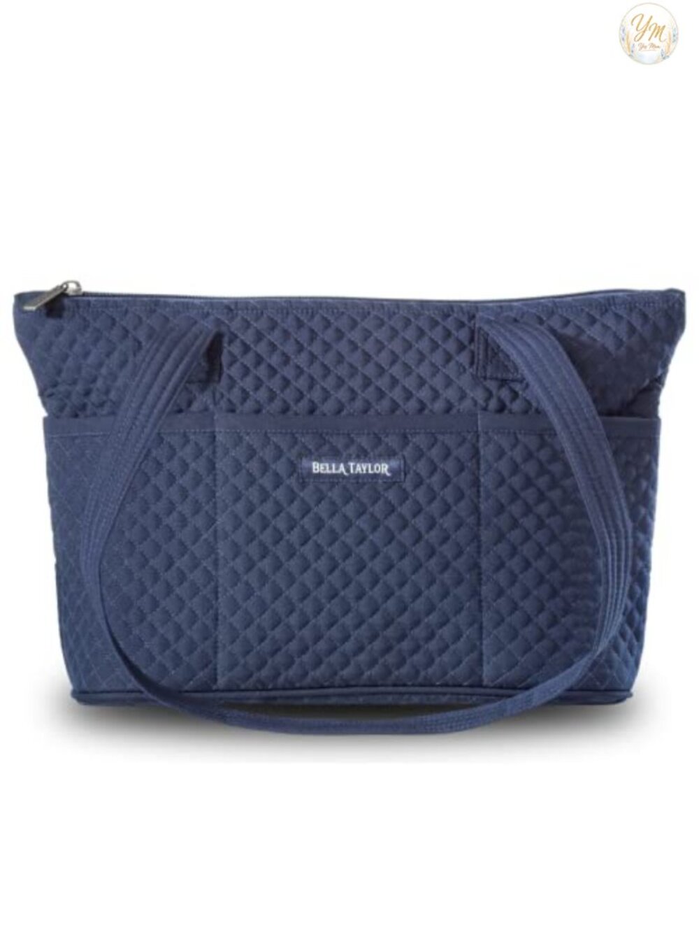 Quilted Microfiber Small Shoulder Tote with 10 Pockets